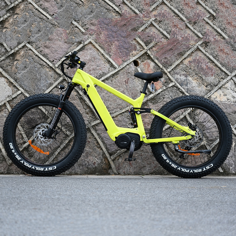 Bicicleta eléctrica de fibra de carbono de 1000W/1200W con motor de tracción media, bicicleta con neumáticos gruesos Truckrun
