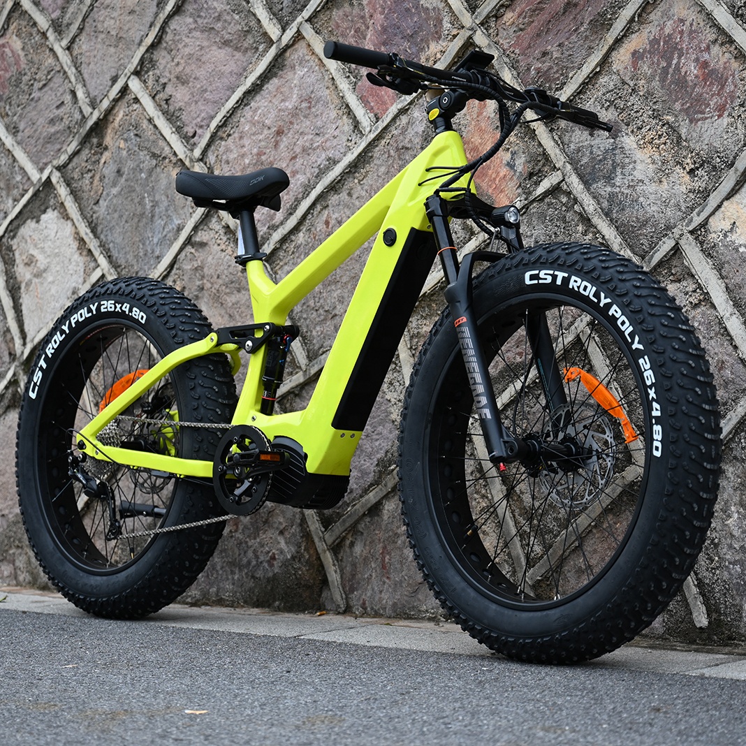 Bicicleta eléctrica de fibra de carbono de 1000W/1200W con motor de tracción media, bicicleta con neumáticos gruesos Truckrun